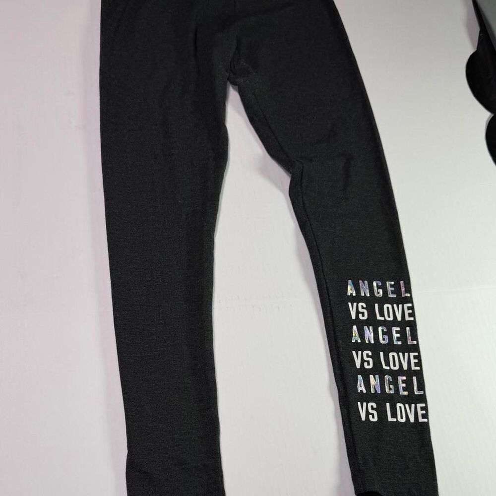 Victoria’s secret Women's Black and Grey Leggings - angel vs love